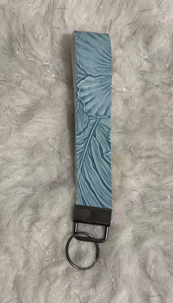 Faux leather wristlet keychain