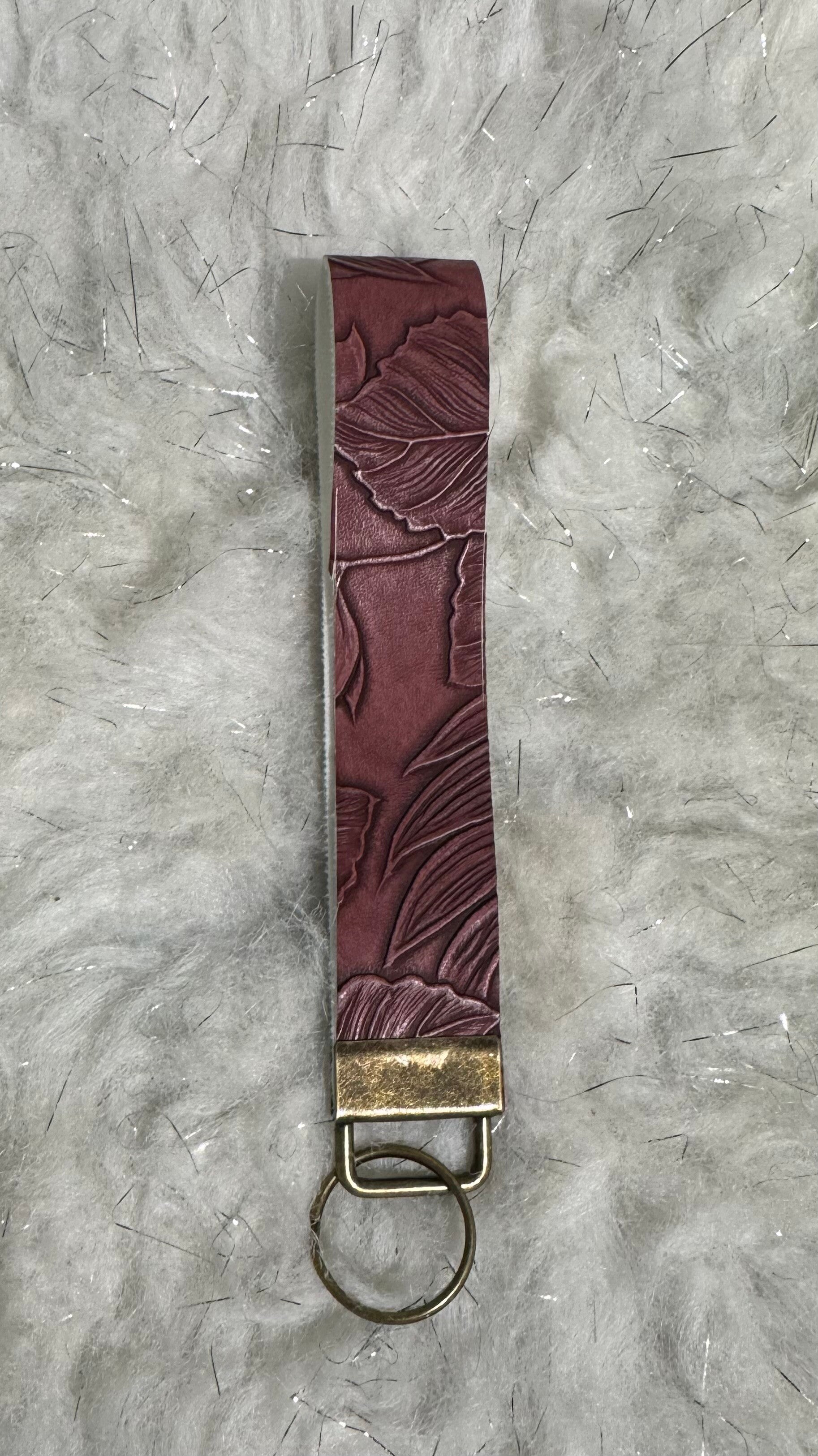 Faux leather wristlet keychain