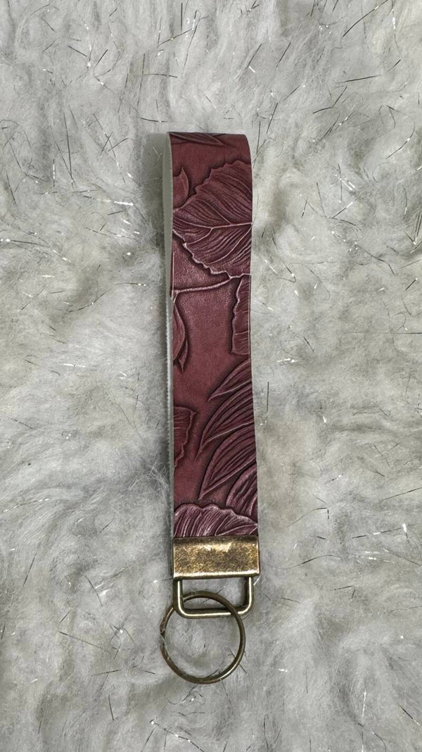 Faux leather wristlet keychain