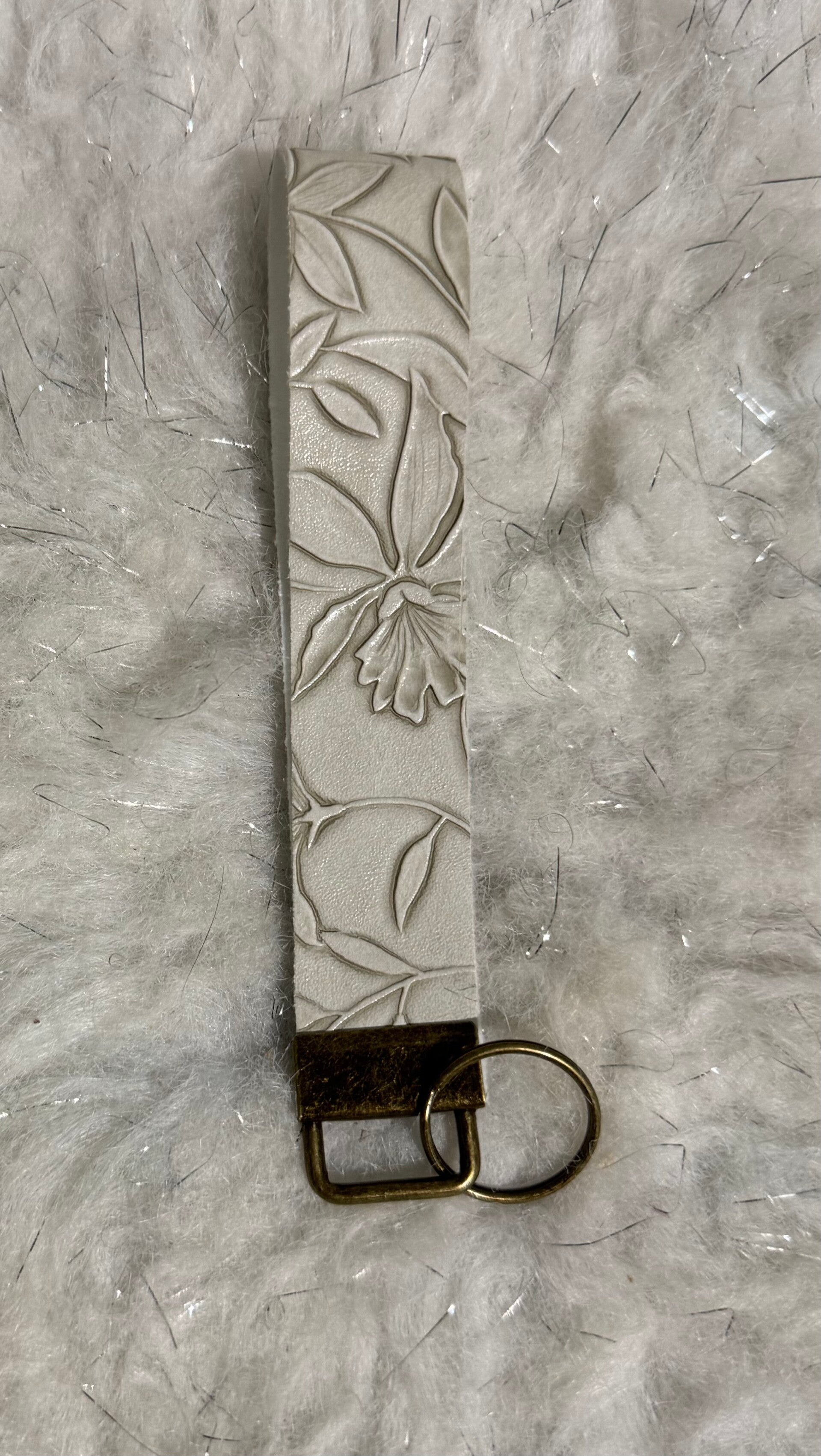 Faux leather wristlet keychain