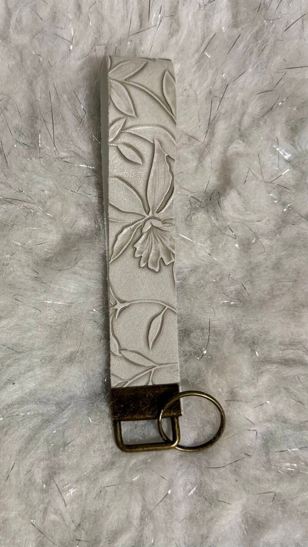 Faux leather wristlet keychain