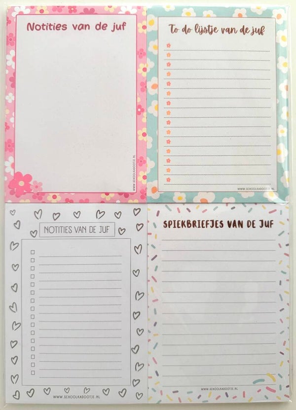 --> 4 notitiesblokjes voor de juf