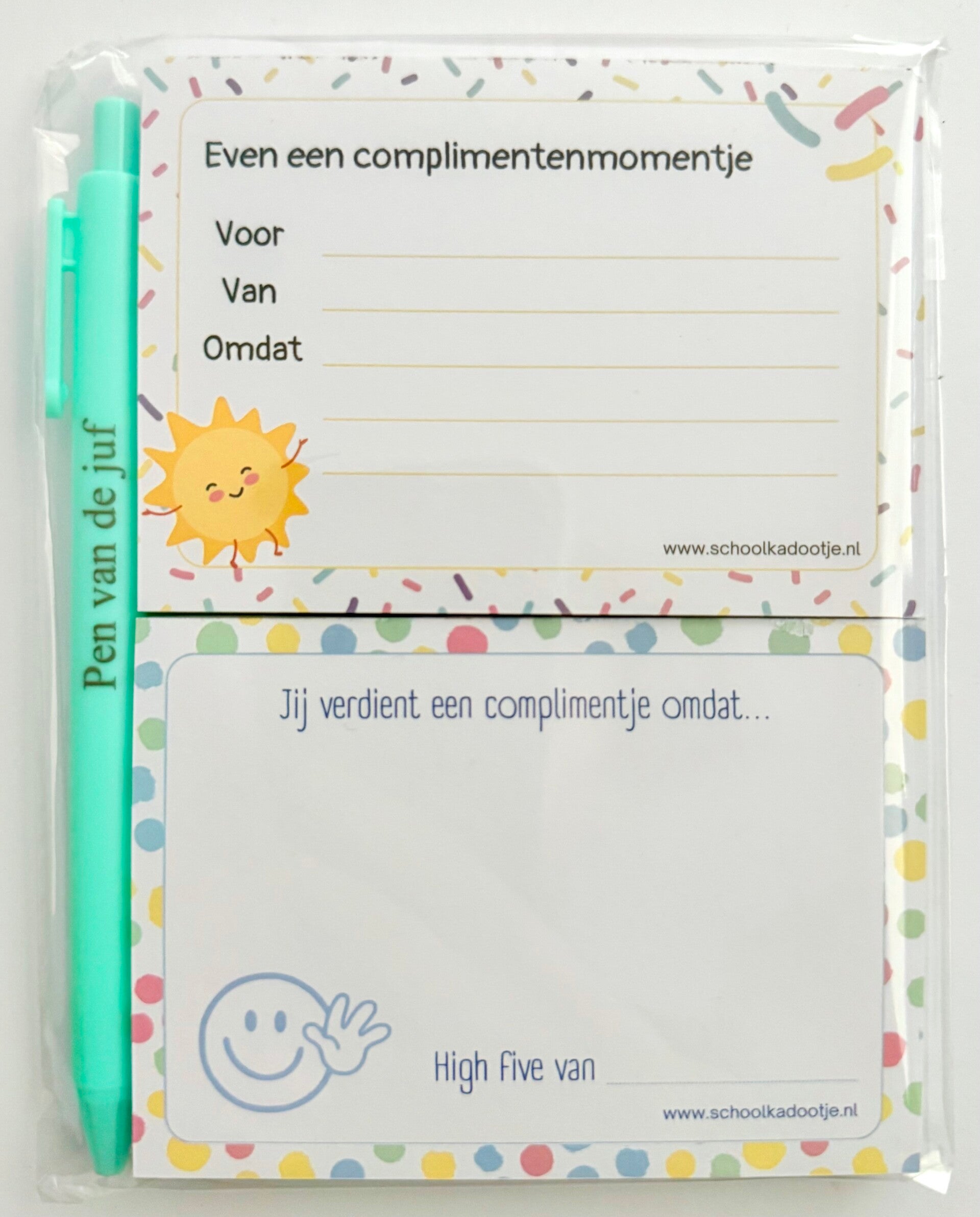 --> Complimentenblokjes 2 stuks | Pen van de juf
