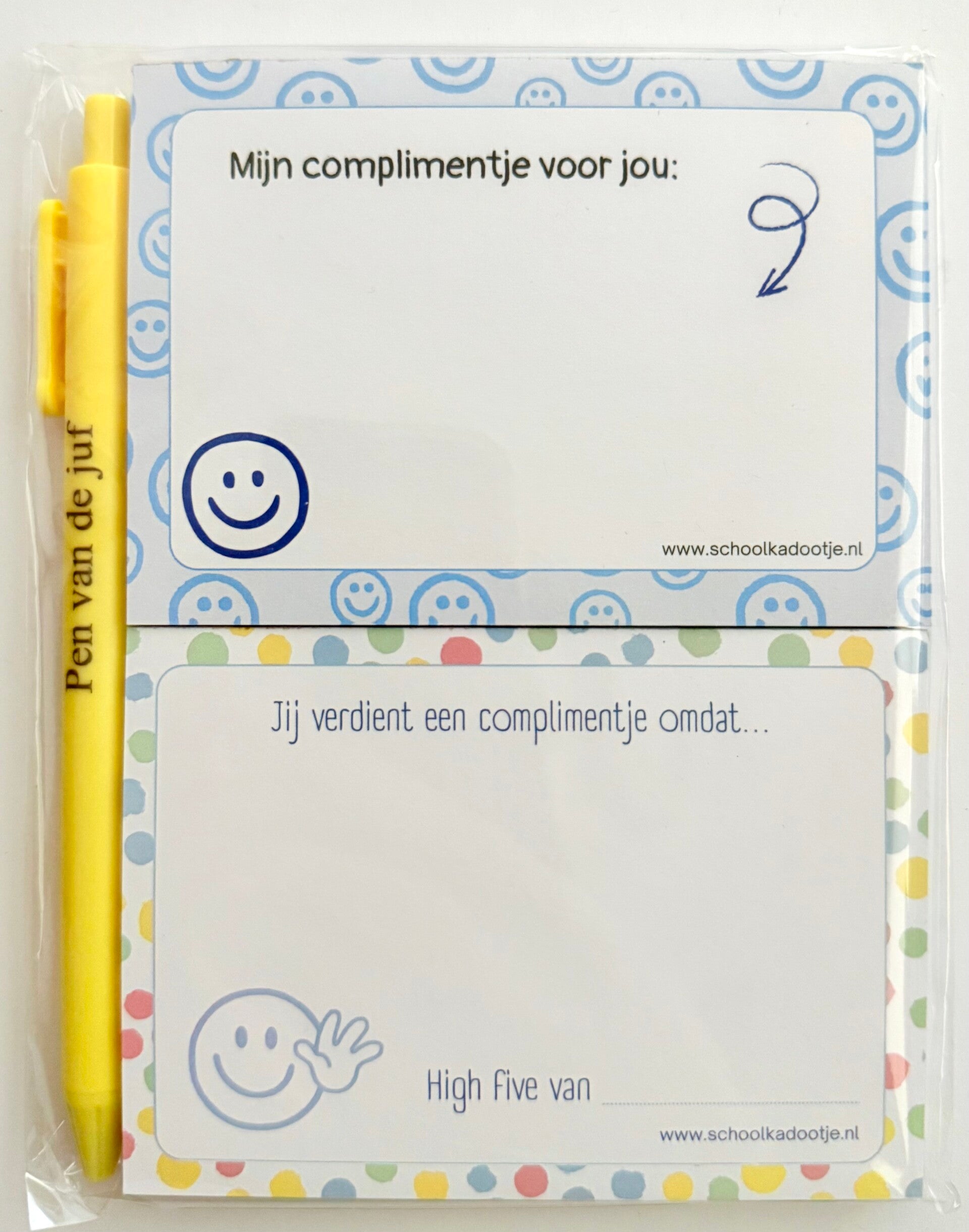 --> Complimentenblokjes 2 stuks | Pen van de juf (meerdere kleuren)