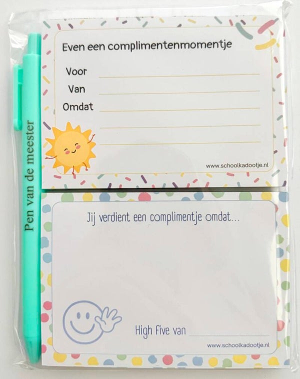 --> Complimentenblokjes 2 stuks | Pen van de meester blauw