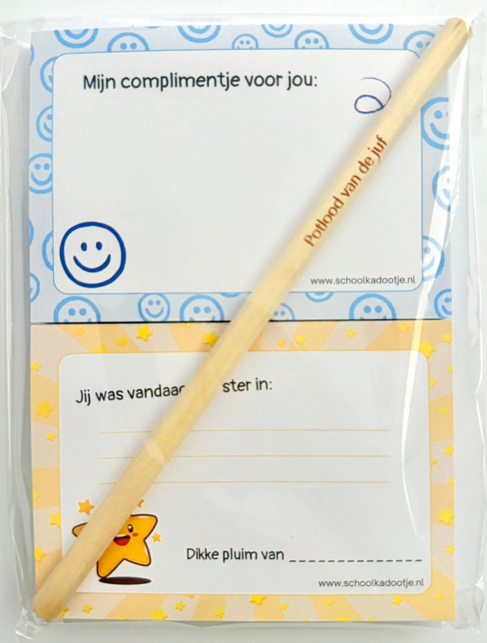 --> Complimentenblokjes 2 stuks | Potlood van de juf hout