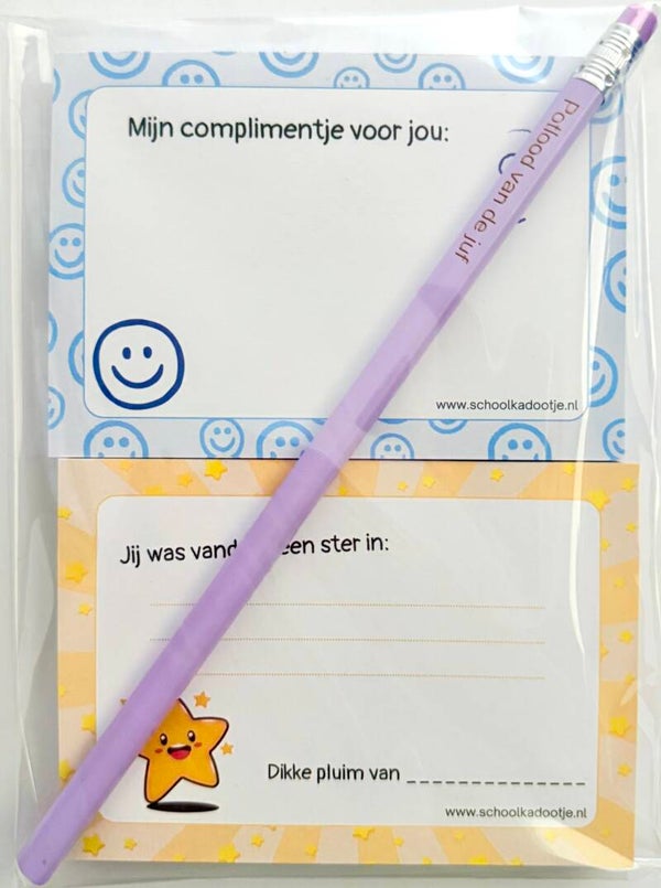 --> Complimentenblokjes 2 stuks | Potlood van de juf (meerdere kleuren)