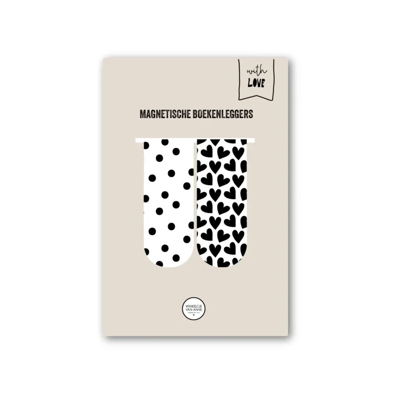 Magnetische boekenleggers | Stippen & hartjes | 2 stuks