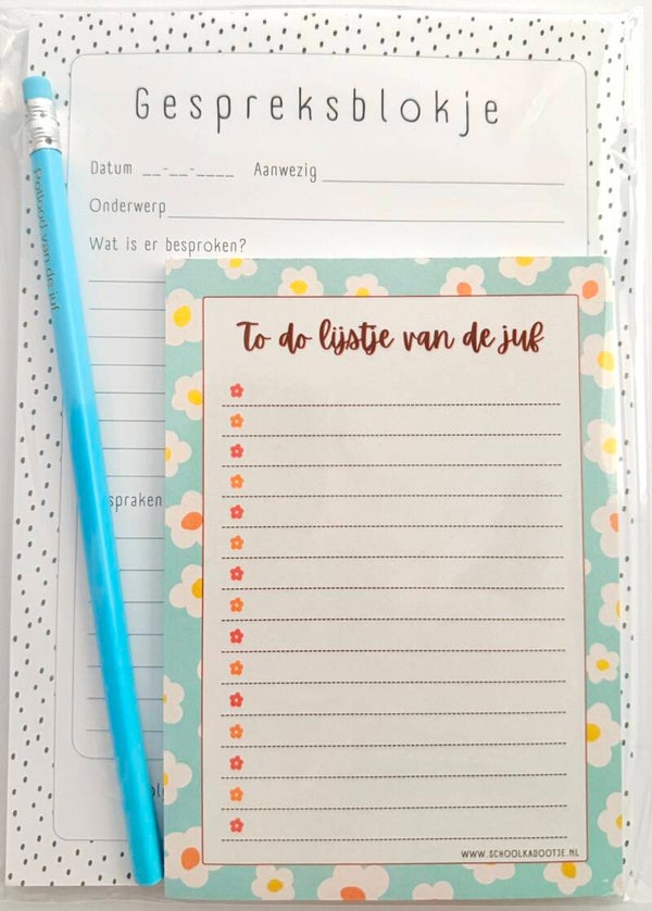 --> Gespreksblokje | To do lijstje van de juf | Potlood van de juf