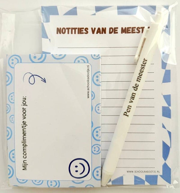 --> Notities van de meester | Complimentenblokje | Pen van de meester
