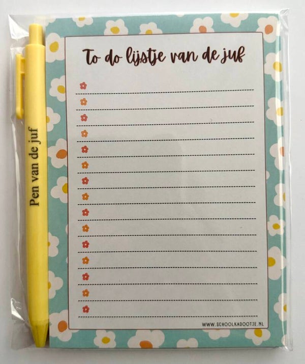--> To do lijstje van de juf | Pen van de juf geel
