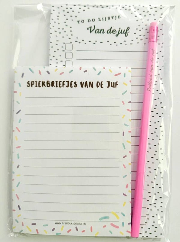 --> To do lijstje van de juf | Spiekbriefjes van de juf | Potlood van de juf