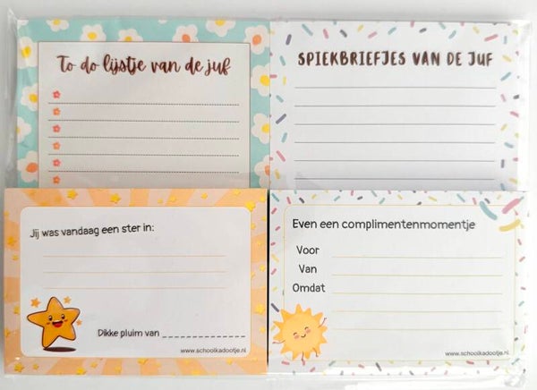 --> To do lijstje van de juf | Spiekbriefjes van de juf | Twee complimentenblokjes