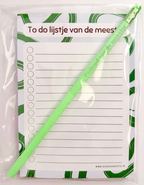 --> To do lijstje van de meester | Potlood van de meester groen