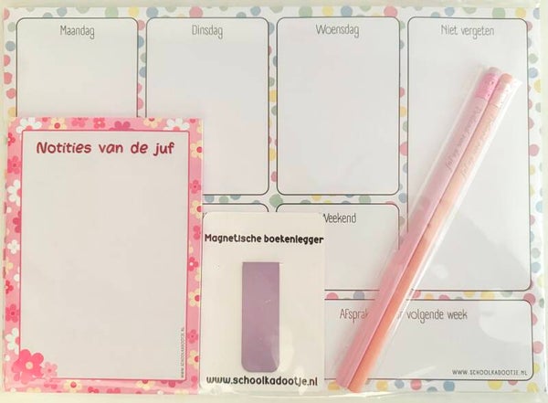 --> Weekplanner | Notities van de juf | magnetische boekenlegger | Twee potloden van de juf