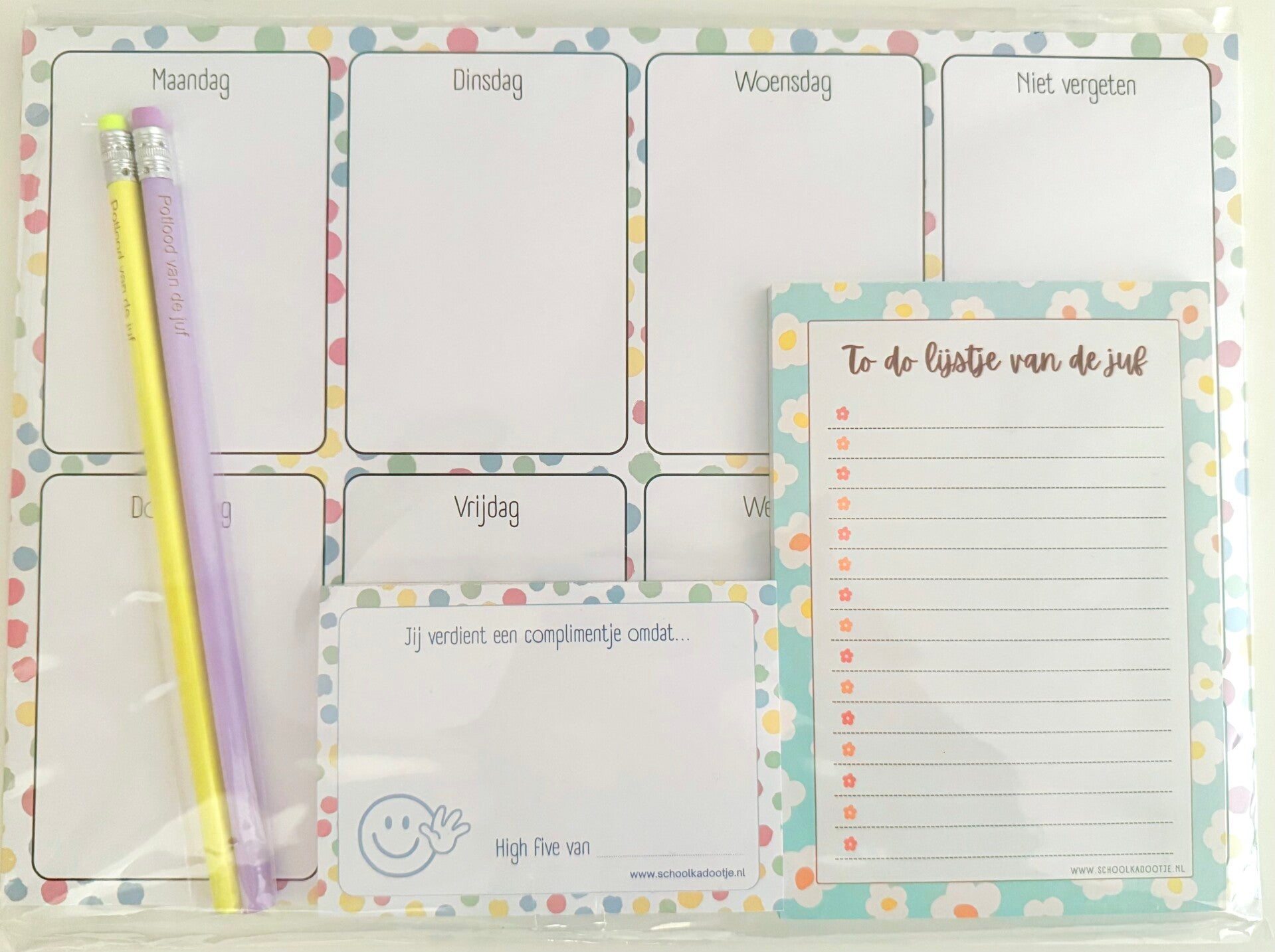 --> Weekplanner | To do lijstje van de juf | Complimentenblokje | Twee potloden van de juf