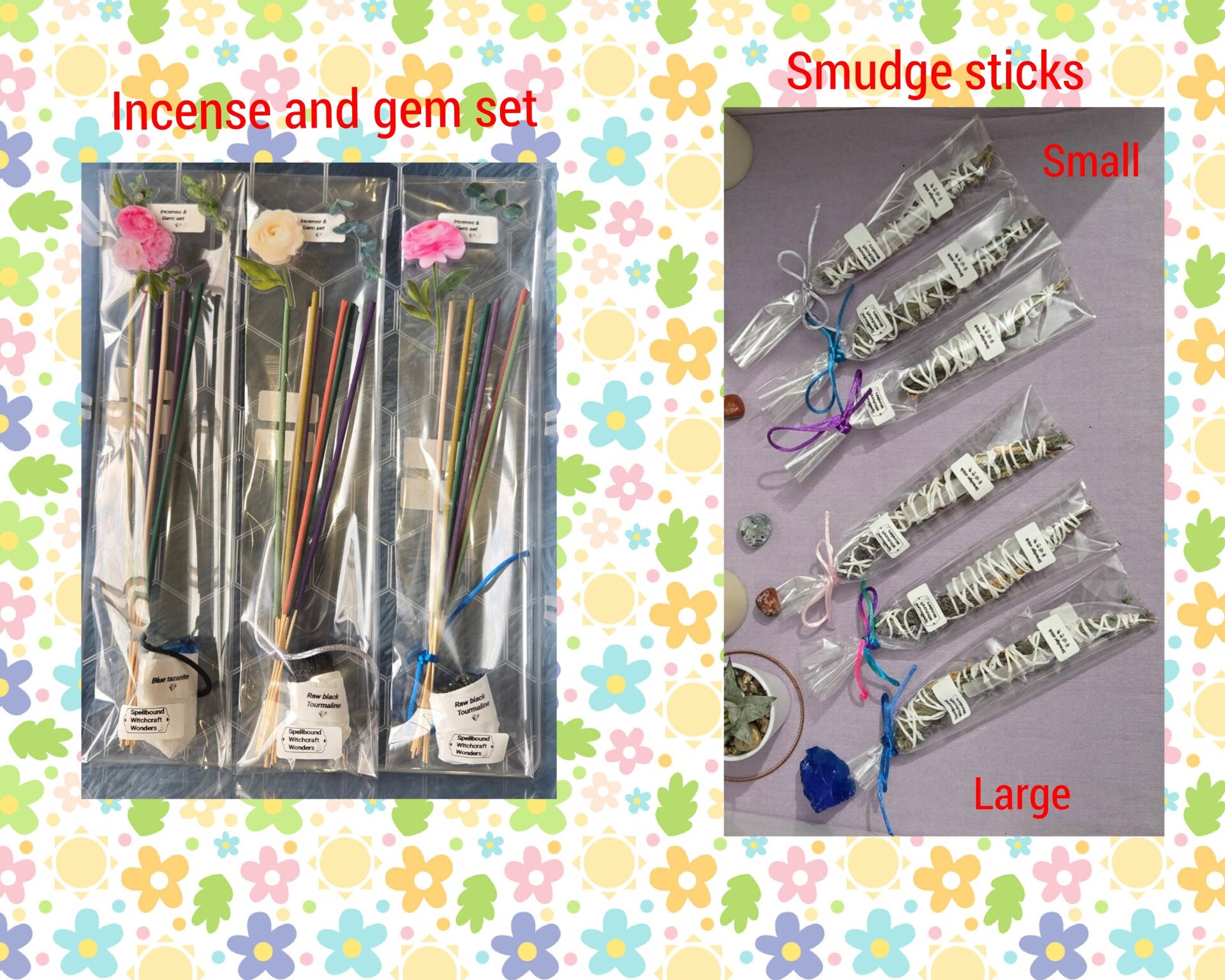 Smudge sticks / incense and gem sets