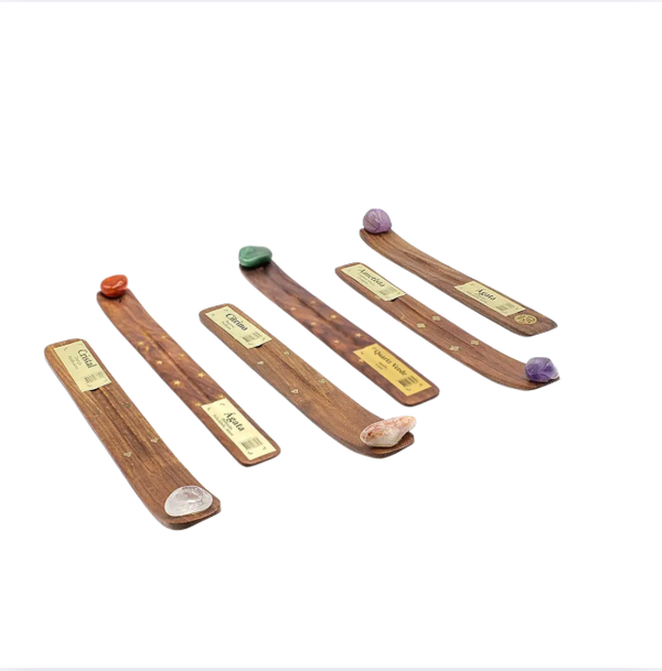 Houten Wierook Houder met Edelsteen