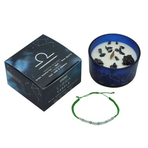 Sterrenbeeld Kristal kaars met edelsteen armband - Weegschaal (Libra)