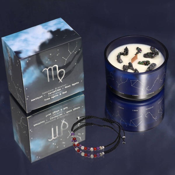 Sterrenbeeld Kristal kaars met edelsteen armband - Maagd (Virgo)