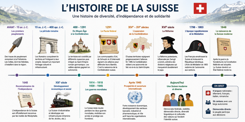 Ligne de vie de l'histoire de la Suisse