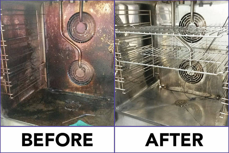 Oven clean before and after