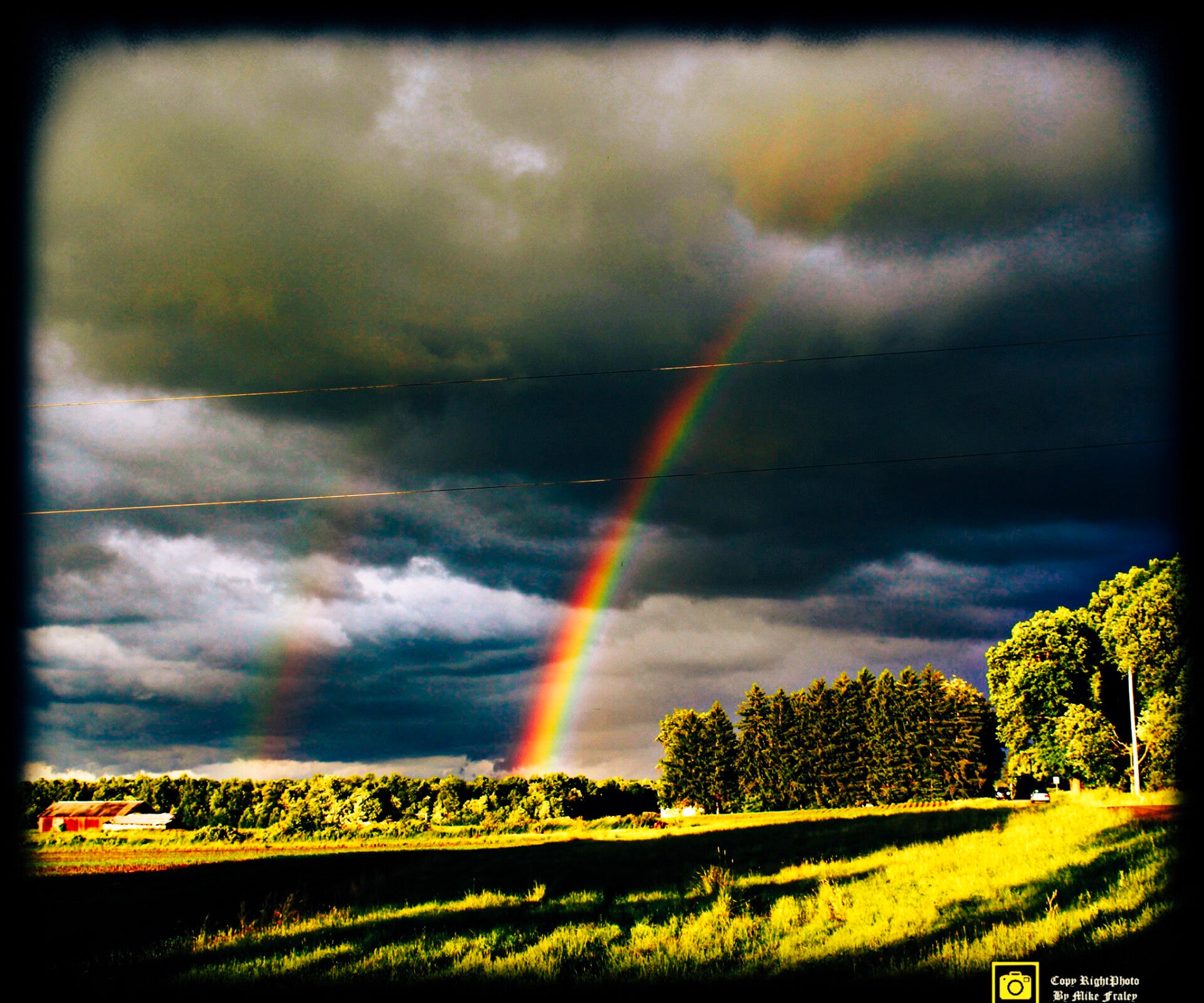 Rainbow over a farm