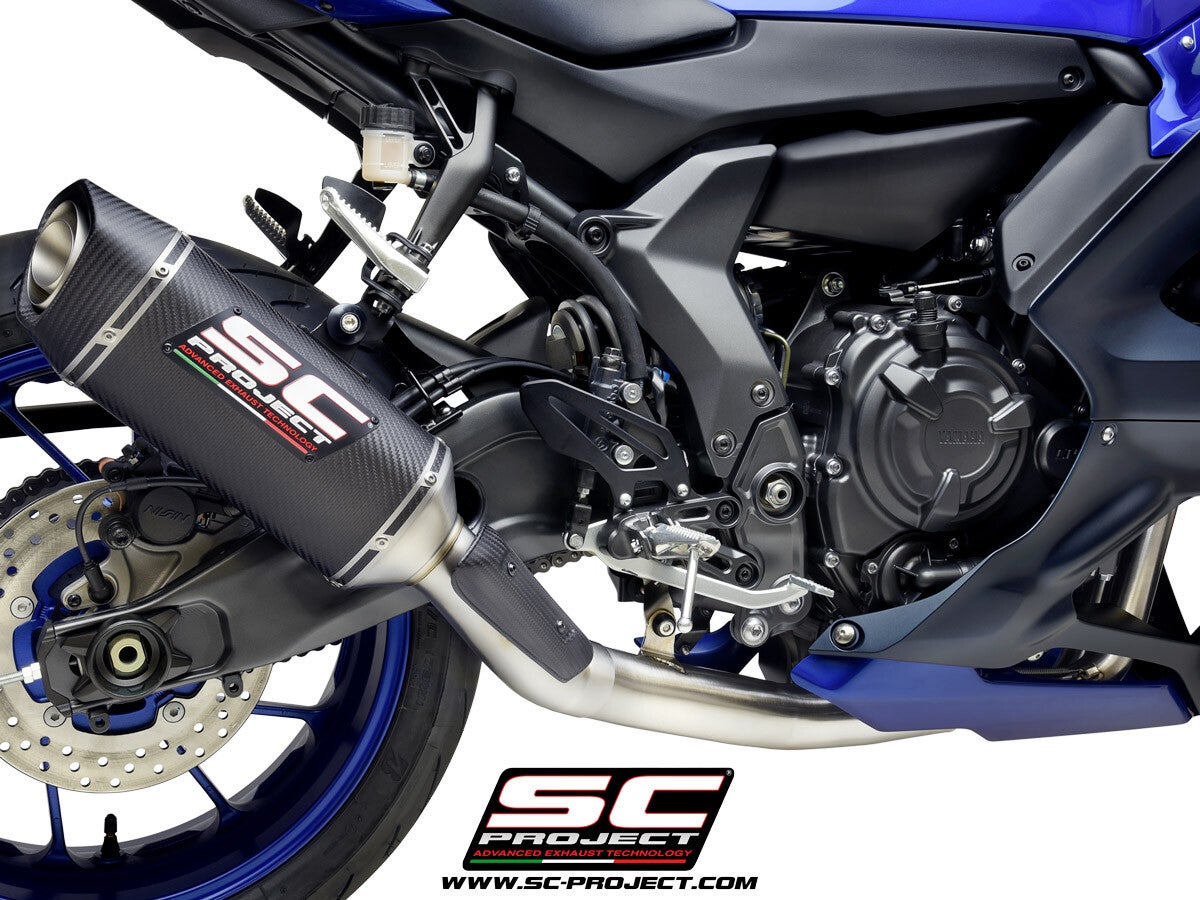 YAMAHA YZF R7 (2021 à 2024) Ligne complète 2-1 acier inoxydable, avec échappement SC1-S carbone APPROUVÉ EURO 5