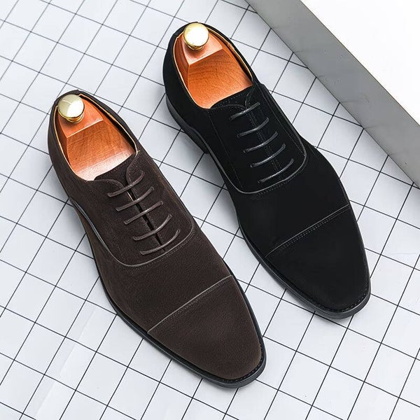 Obsidian Suede Cap-Toe Oxford