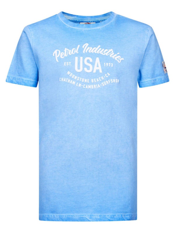 PETROL T-SHIRT SS CLASSIC PRINT BLAUW