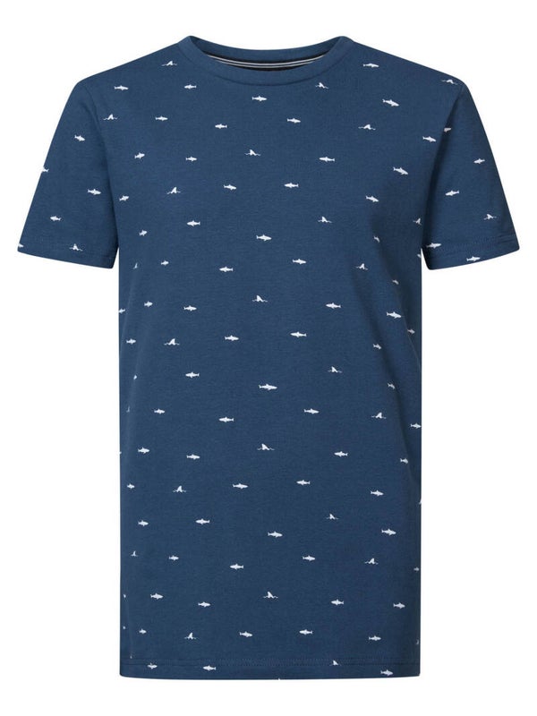 PETROL T-SHIRT SS AOP BLAUW