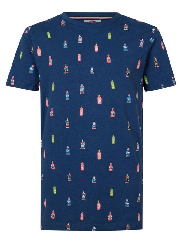 PETROL T-SHIRT SS AOP FLESJES BLAUW