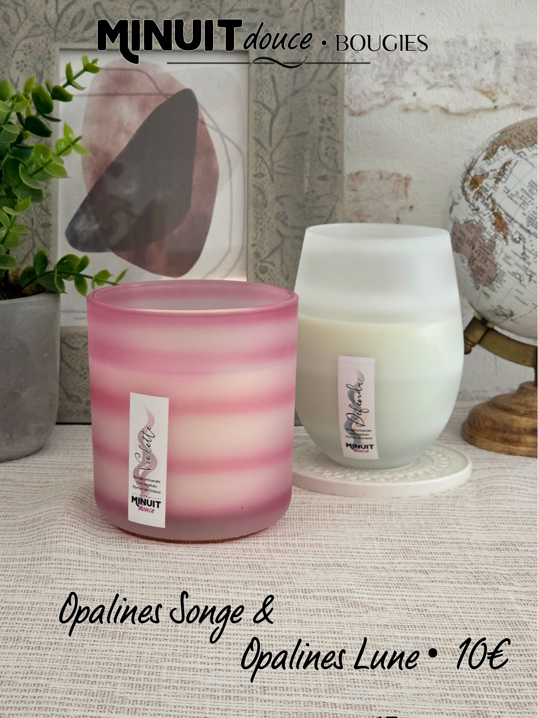 Bougie Opaline • Lune ou Songe