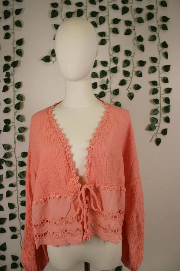 Elenia - Musselin Cardigan-Bluse