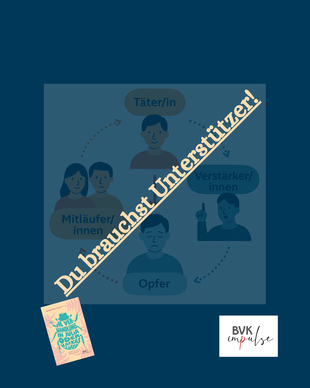 Grafik eines Mobbingsystems - Text: Du brauchst Unterstützung!