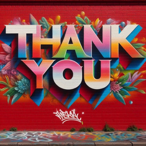 Graffito mit dem Schriftzug "Thank you"