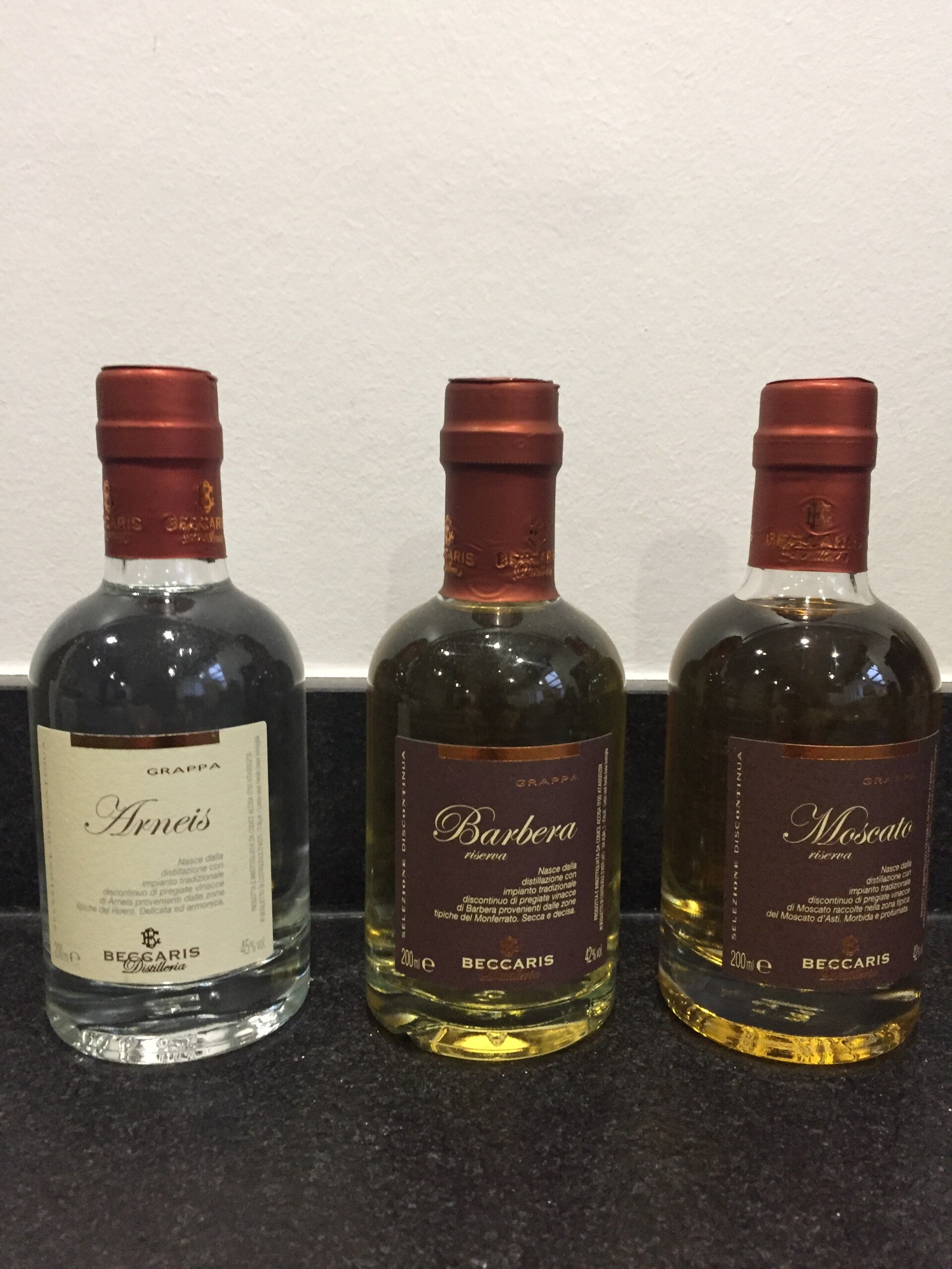Trio van mini grappa's 200ml/fles