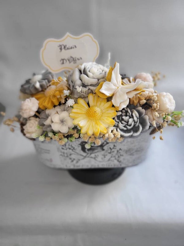 Pot bouquet  fondants  en cire végétale