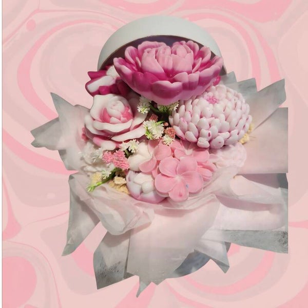 Pot bouquet fleurs cire de soja 13cm