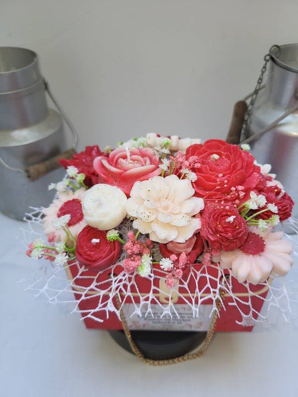 Pot bouquet bougies et fondants  en cire végétale