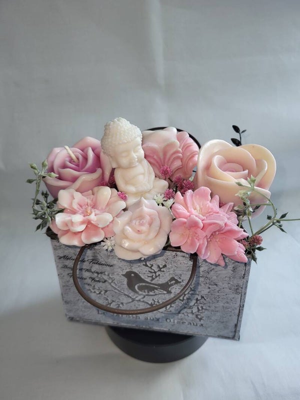 Pot bouquet bougies et fondants  en cire végétale