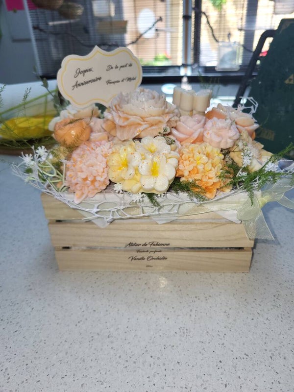 Pot bouquet bougies et fondants  en cire végétale
