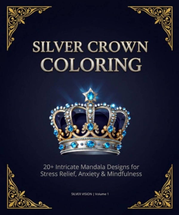 Silver Crown Mandala - 20+ Royal Coloring Pages PDF