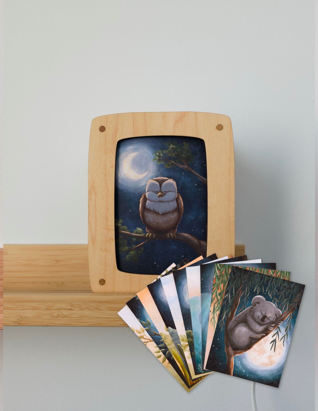 Luxe Kaartenlamp Esdoornhout + 10 kaarten