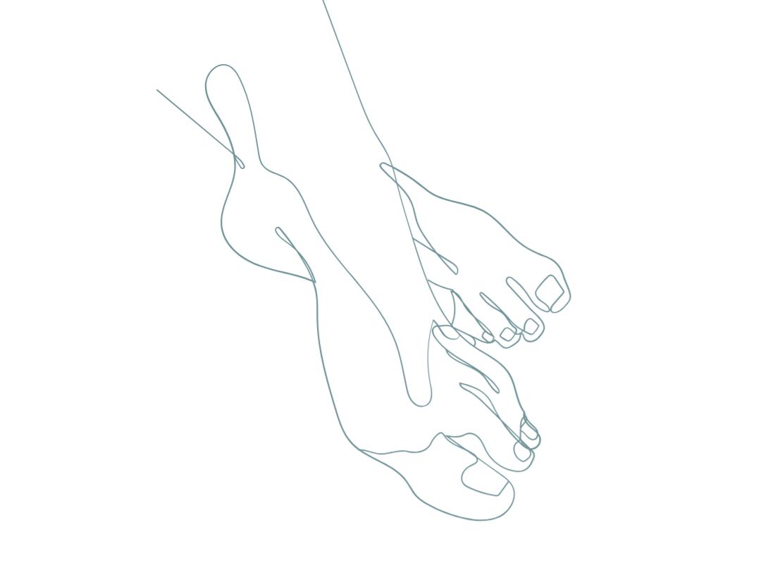 line drawing of feet, grounded and relaxed, grounding strategies for trauma and anxiety