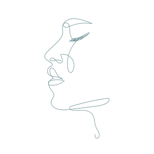 line drawing of a relaxed face, yoga nidra for trauma recovery, healing from trauma, dissociation
