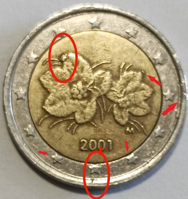 2 Euros Finlandia 2001 – Error de acuñación