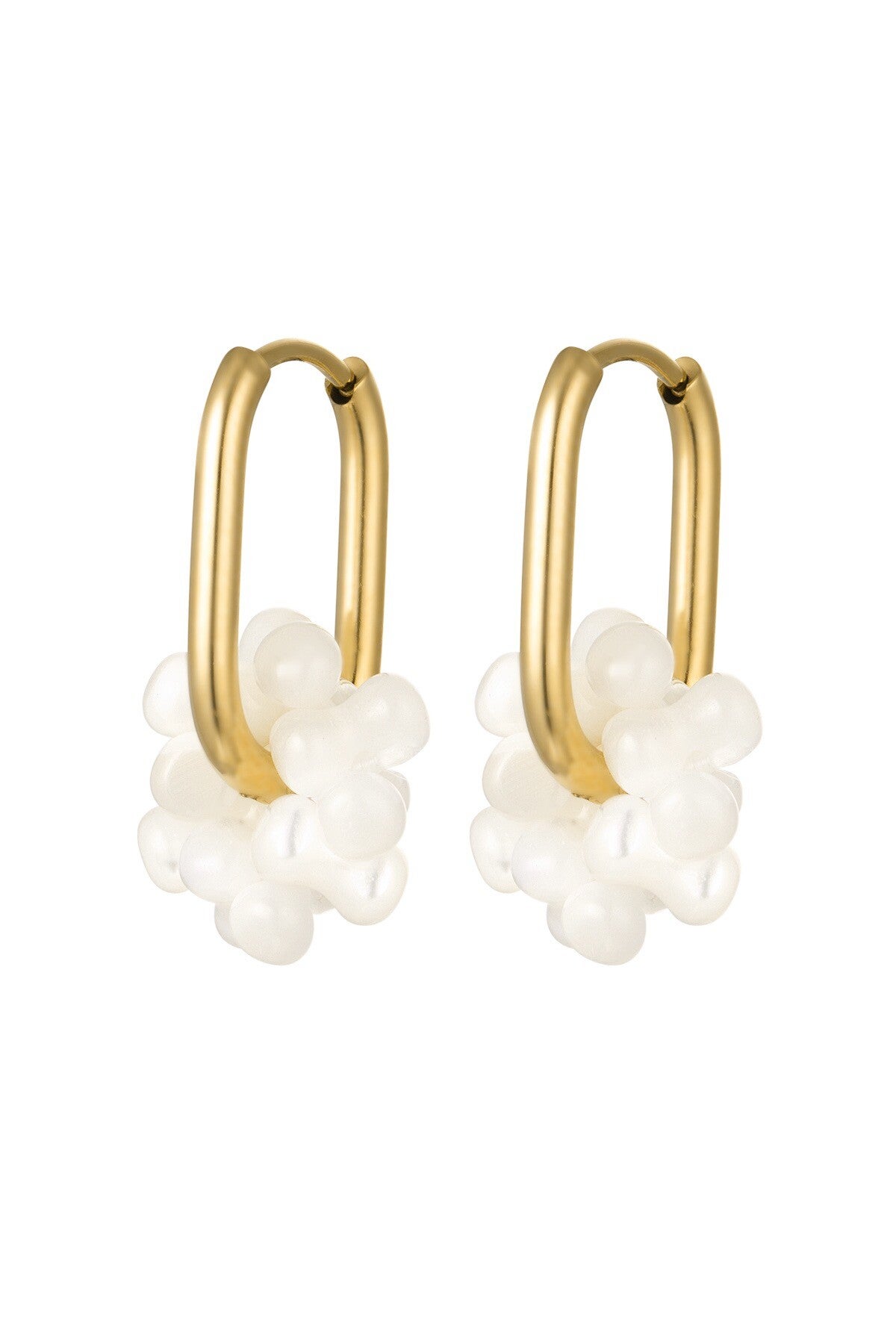 Flower pearl hoops