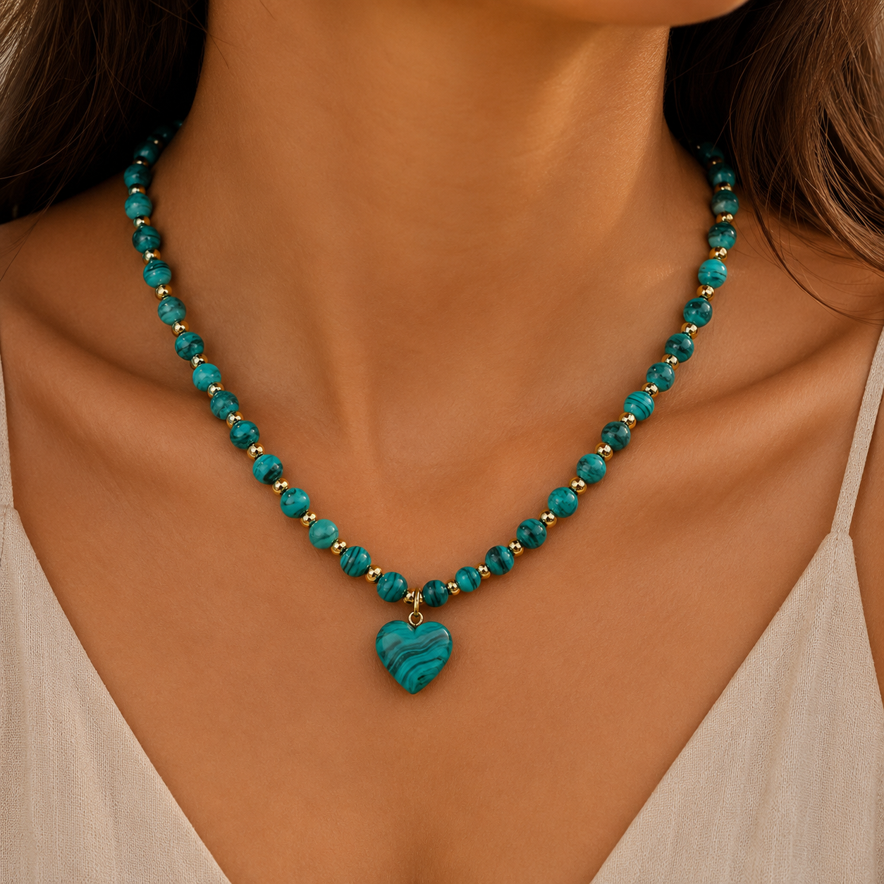 Malachiet Hart Ketting