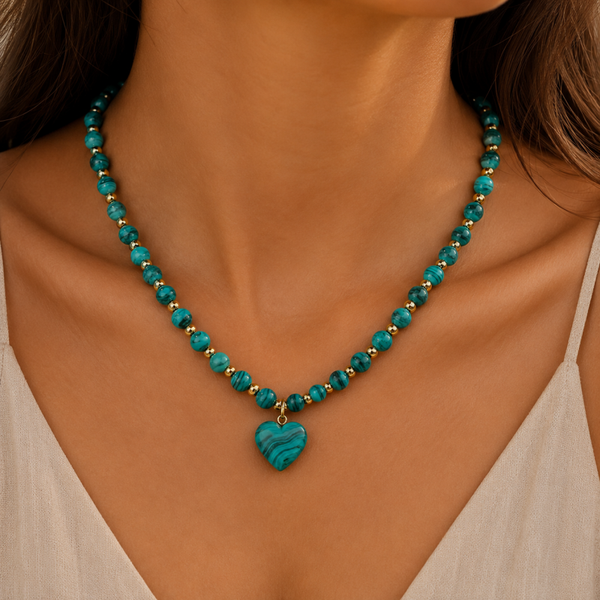 Malachiet Hart Ketting